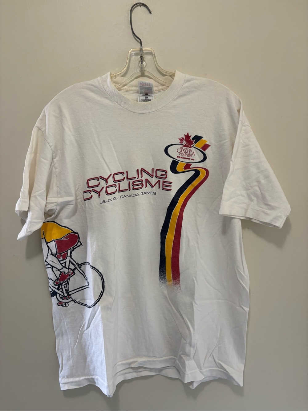 Vintage 1997 Canada Summer Games Brandon Cycling T-Shirt XL White Made in Canada